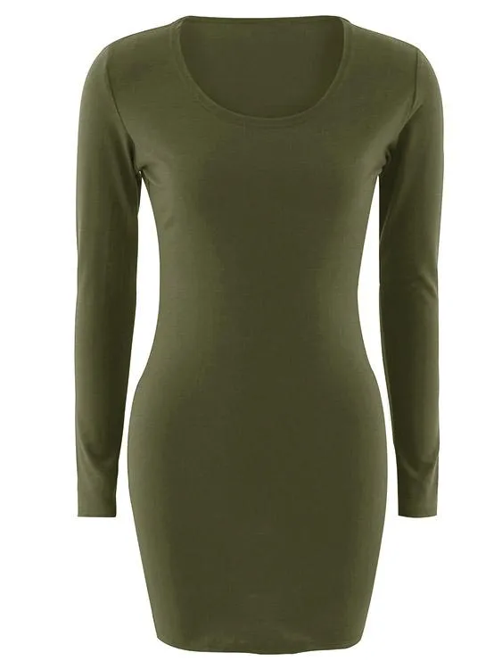 Wholesale Scoop Neck Long Sleeve Plain Mini Dresses