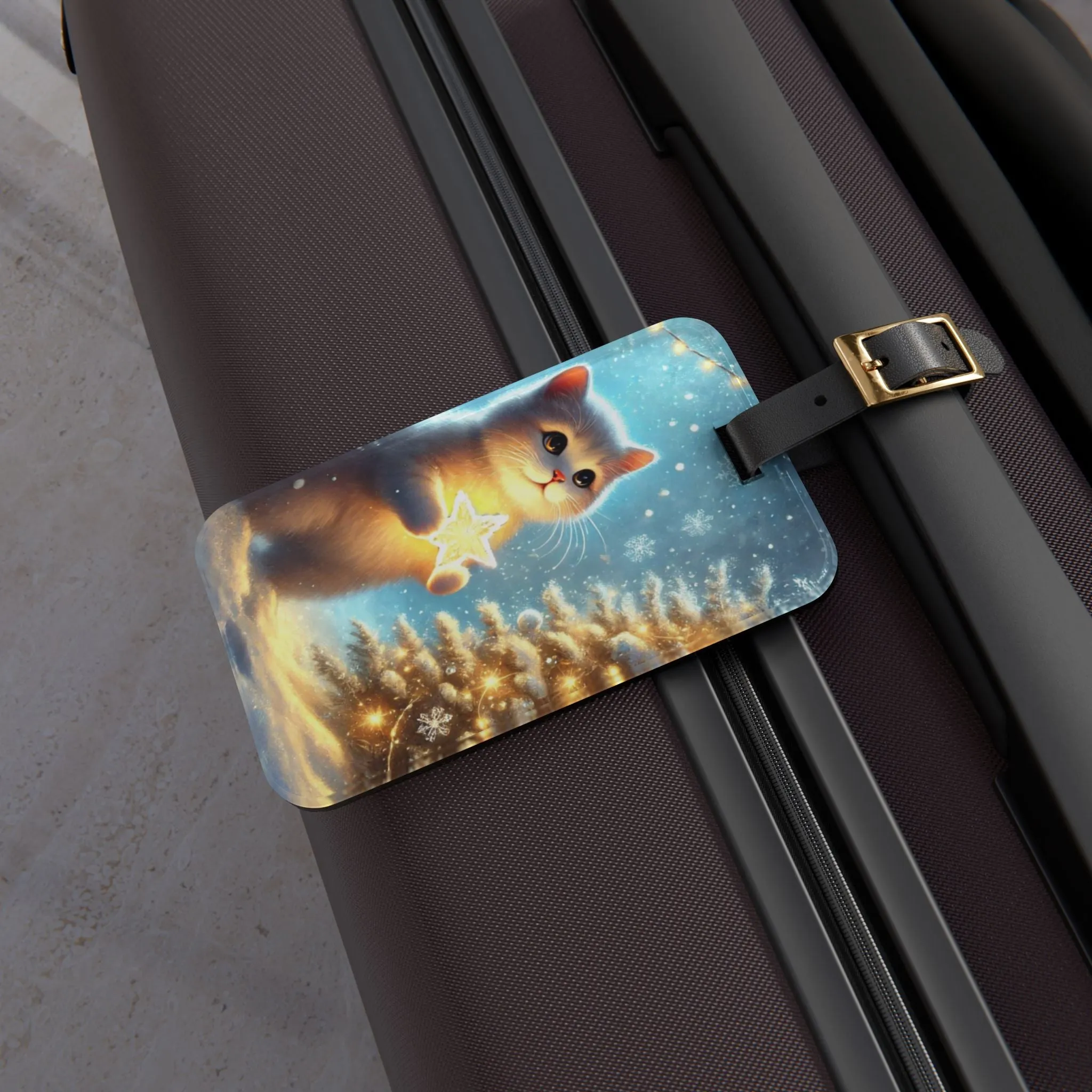 Winter Magic - Cat Lover - Luggage Tag - Travel Gift