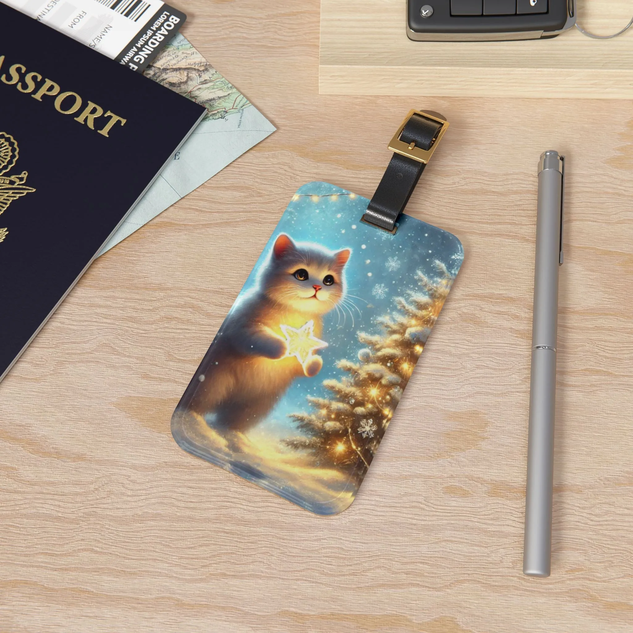 Winter Magic - Cat Lover - Luggage Tag - Travel Gift