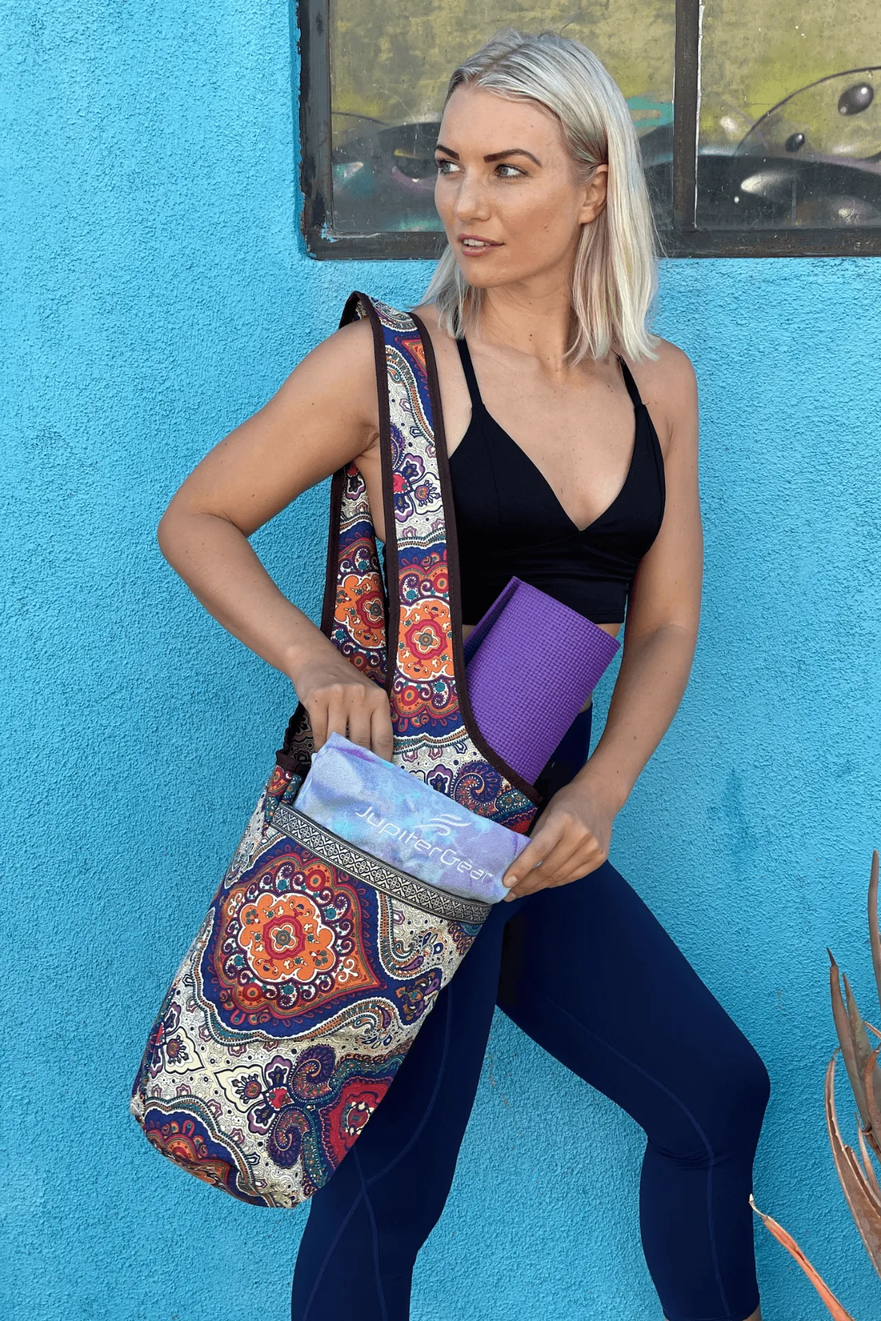 Yoga Mat Carrying Tote Bag with Large Pockets